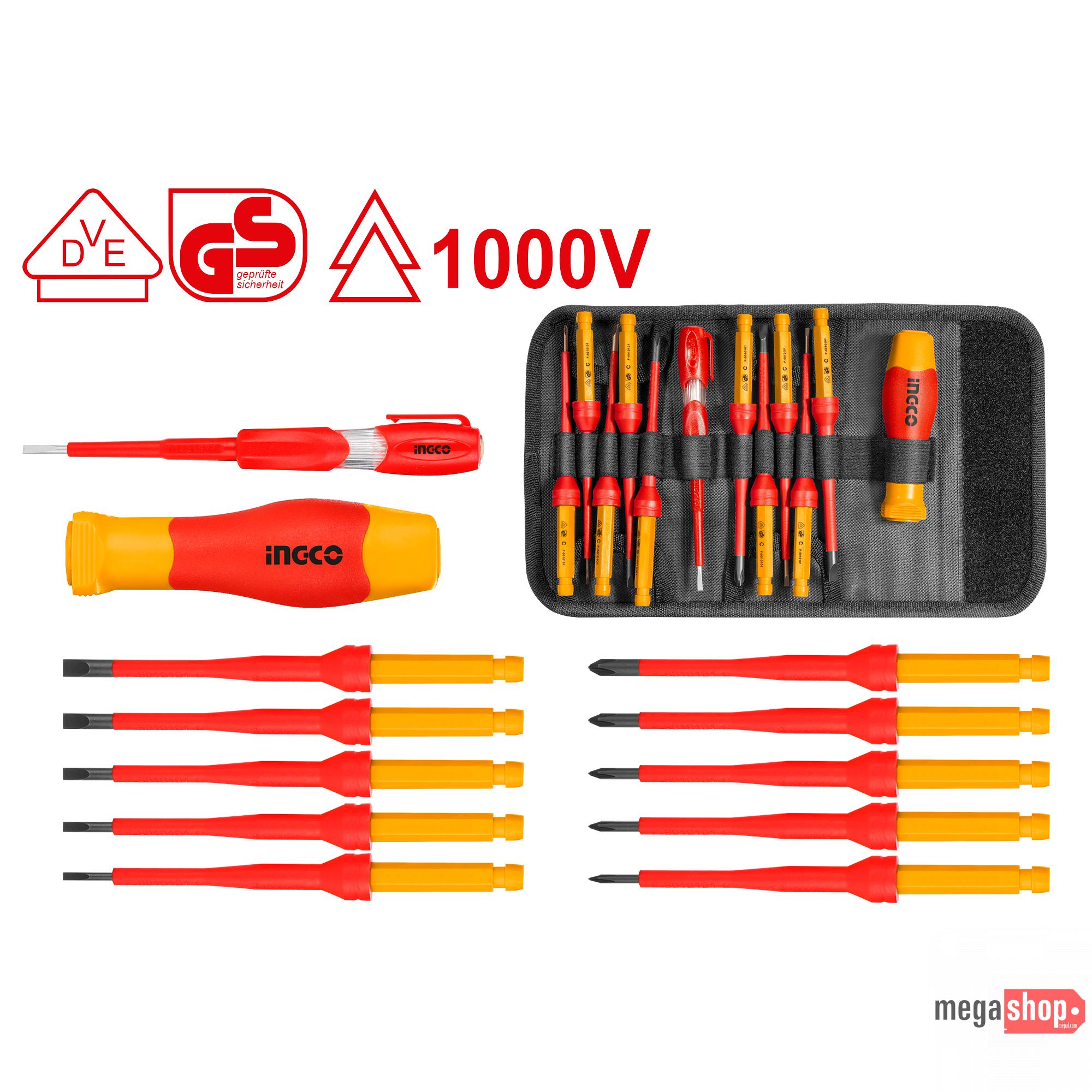 Ingco 12 PCS AKISD1201 Interchangeable Insulated Screwdriver Set Ingco 12 PCS AKISD1201 Interchangeable Insulated Screwdriver Set