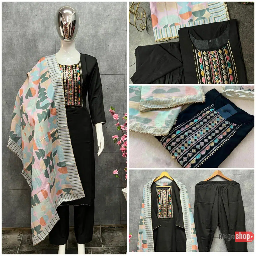 Black Heavy Pure Mask Cotton Silk Sequence Embroidery Work Salwar Suit For Women Black Heavy Pure Mask Cotton Silk Sequence Embroidery Work Salwar Suit For Women