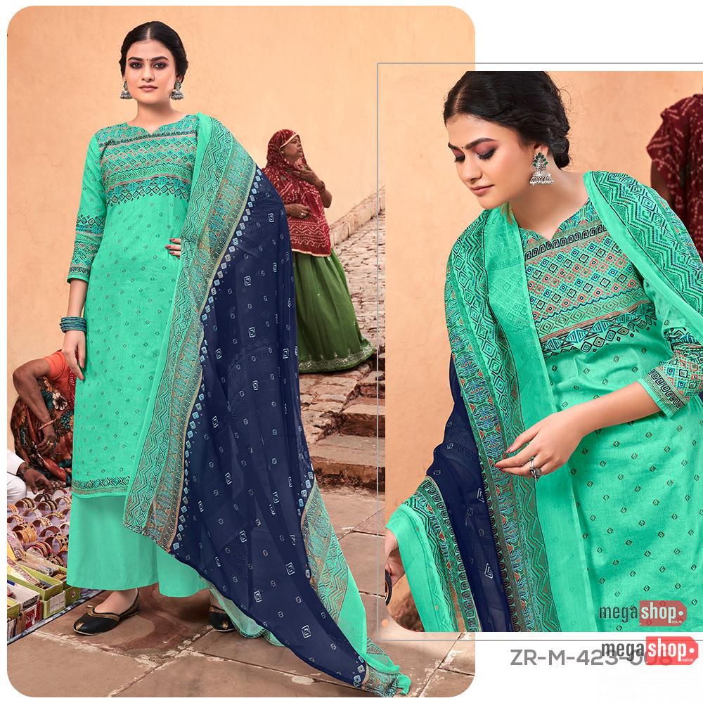 208480425eed33afb9b64d7a56817f8f.jpg Zulfat Designer Suits Riyasat pure Cotton Digital Dress Material Unstitched Kurthi Set For Women - Image 1