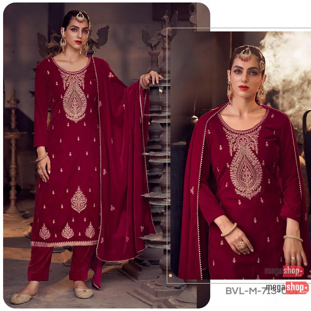 3477ac03d056f9af2cebd3a25766d1b2.jpg Belliza Velvet Luxury Premium Winter Wear Pashmina Kurta Set For Women - Image 1