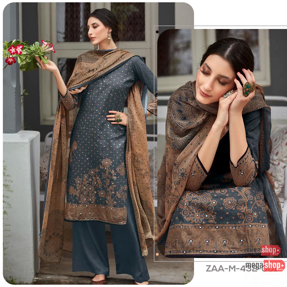 57d97f4a61f1f1fbd3cd0d3c6d17930f.jpg Zulfat Aaina Pure Cotton Kurta Salwar and Duppatta Unstitched Set For Women - Image 1