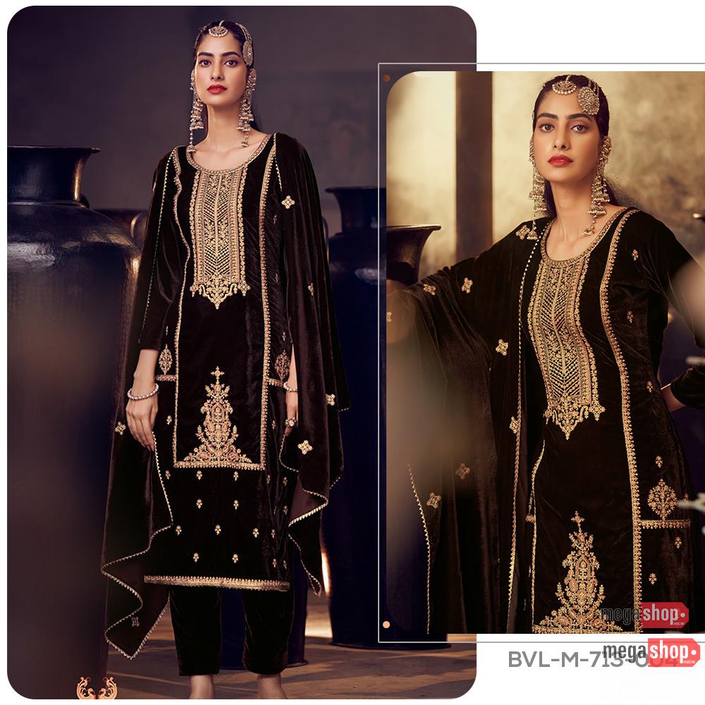 695401e02719a0beae48c9f756f0df9d.jpg Belliza Velvet Luxury Premium Winter Wear Pashmina Kurta Set For Women - Image 1