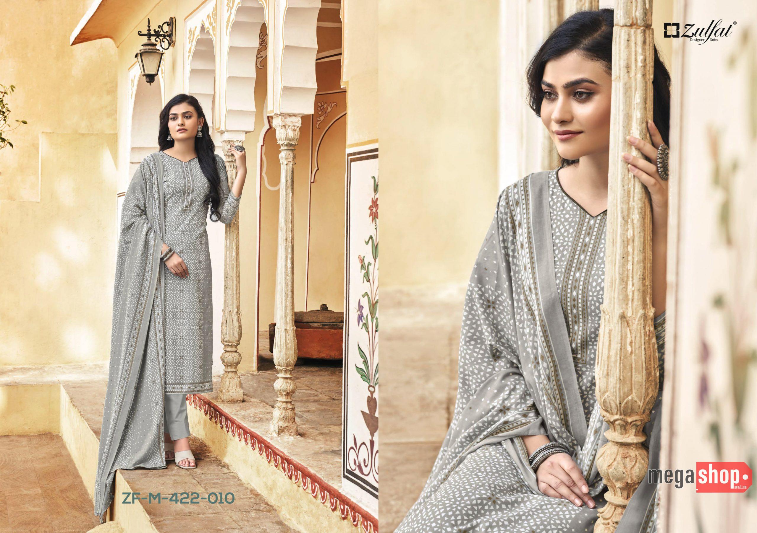 daed4cc5ac4ca591ada6d50b05366142.jpg Zulfat Designer Suits Fitoor Pure Cotton Dress Material - Unstitched Kurta, Salwar with Shawl - Image 1