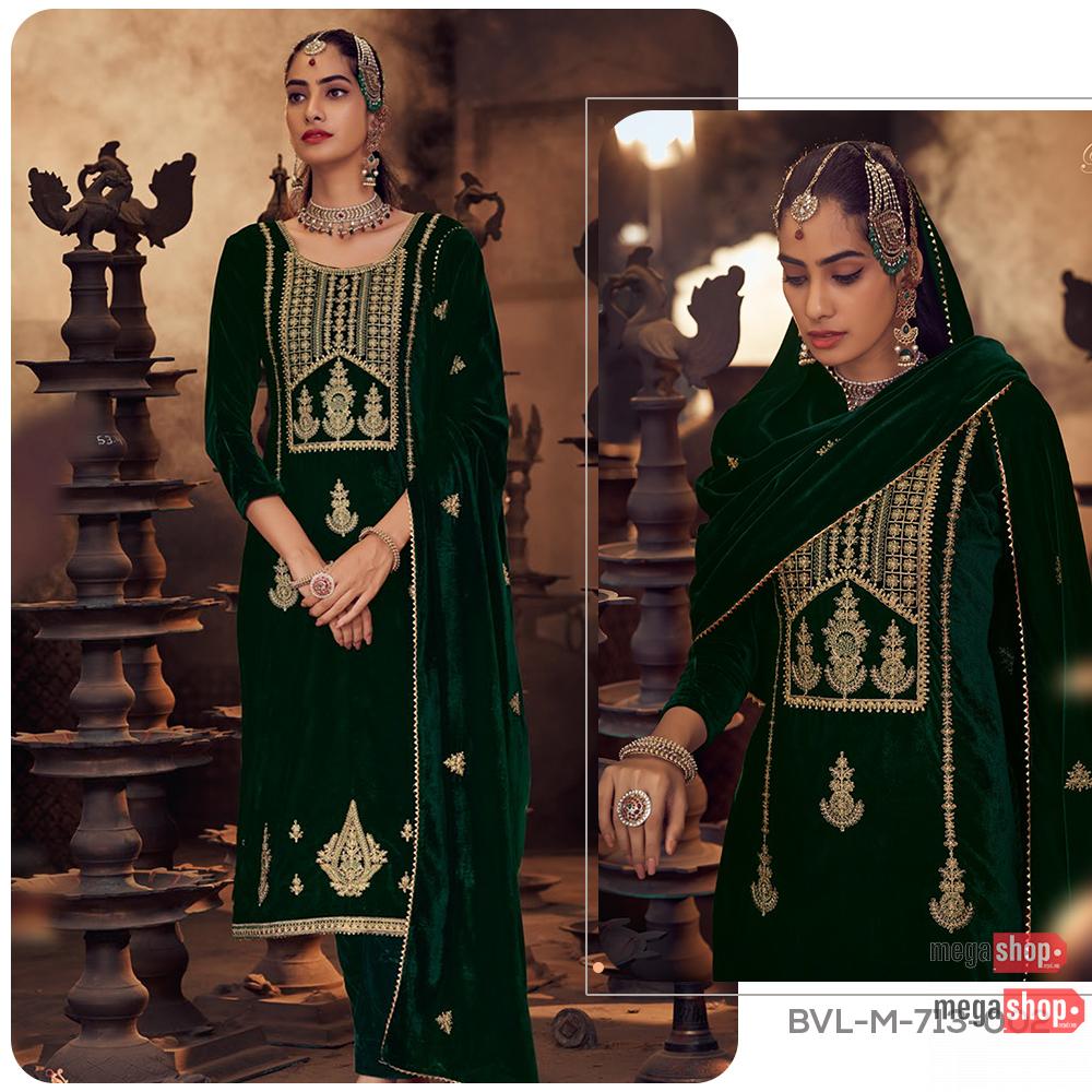 ed9069f702c14adac51d1b8d48842b59.jpg Belliza Velvet Luxury Premium Winter Wear Pashmina Kurta Set For Women - Image 1